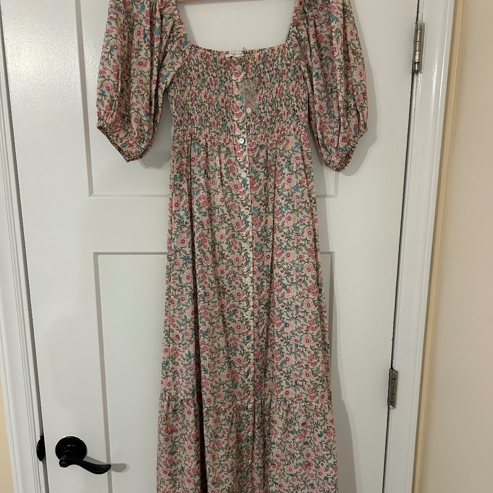 Pink and blue maxi floral dress Women's:Small